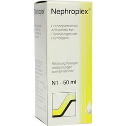 Packung eines homöopathischen Arzneimittels für die Harnorgane, 50 ml Flüssigkeit.