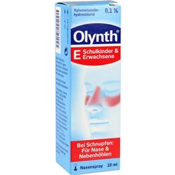 Blaue Olynth-Verpackung für Nasenspray bei Schnupfen für Schulkinder und Erwachsene.