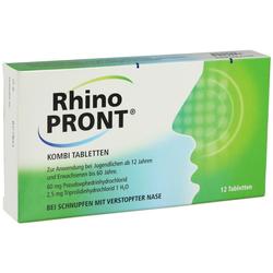 Eine grüne Verpackung mit dem Aufdruck "Rhino PRONT" für Schnupfen.