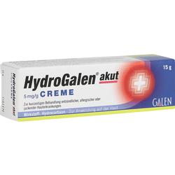 Eine blaue Verpackung der HydroGalen akut Creme gegen Hautentzündungen.